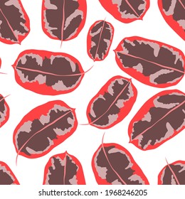 Creative seamless pattern with tropical leaves. Trendy pattern with hand drawn exotic plants. Swimwear botanical design. Jungle exotic summer print.