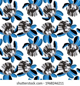 Creative seamless pattern with tropical leaves. Trendy pattern with hand drawn exotic plants. Swimwear botanical design. Jungle exotic summer print.