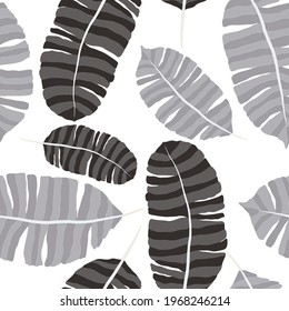 Creative seamless pattern with tropical leaves. Trendy pattern with hand drawn exotic plants. Swimwear botanical design. Jungle exotic summer print.