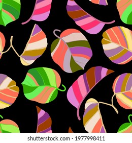 Creative seamless pattern with tropical leaves. Trendy pattern with hand drawn exotic plants. Swimwear botanical design. Jungle exotic summer print.	