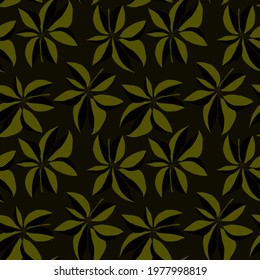 Creative seamless pattern with tropical leaves. Trendy pattern with hand drawn exotic plants. Swimwear botanical design. Jungle exotic summer print.	