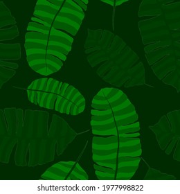 Creative seamless pattern with tropical leaves. Trendy pattern with hand drawn exotic plants. Swimwear botanical design. Jungle exotic summer print.	