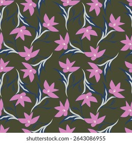 Creative seamless pattern with tropical leaves. Trendy hand drawn texture. 
