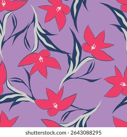 Patrón creativo sin fisuras con hojas tropicales. Textura dibujada a mano de moda. 
