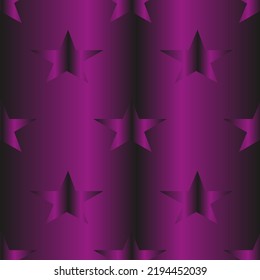 Patrón creativo sin fisuras con estrellas de neón muy peri 3d sobre un hermoso fondo de gradiente morado. Fondo de Navidad. concepto de Navidad. Papel de envolver de año nuevo para caja de regalo.