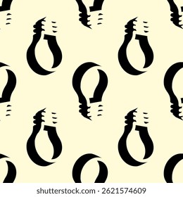 Creative seamless vector pattern featuring stylized light bulbs in negative space on a pale background. Ideal for concepts of innovation, energy, electricity, or creative thinking visuals.