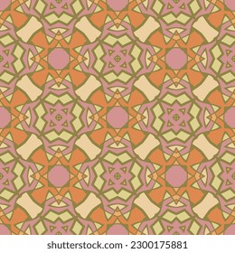 Inalámbrico creativo en un adorno colorido rosa amarillo naranja para el diseño y el fondo. Kaleidoscopic orienta el estilo popular. Vector. 
