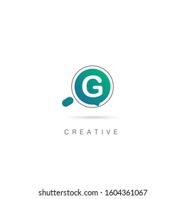 Creative Search G Letter Logo with Magnifying Glass Element. Design Vector Illustration Template