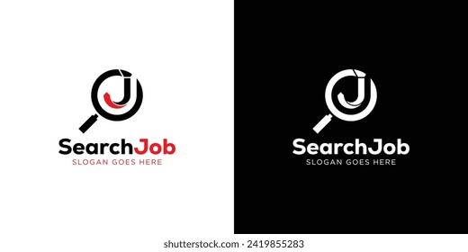 Creative Search Job Logo. Find Job, Tie and Magnifying with Minimalist Style Logo Icon Symbol Vector Design Template.