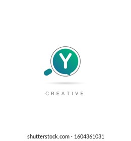 Creative Search Letter Y Logo with Magnifying Glass Element. Design Vector Illustration Template