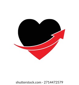 Creativo, con capacidad de búsqueda e inspirado por el contenido más vendido

Concepto de logotipo de crecimiento alfa: Corazón de letra con flecha ascendente que simboliza el éxito comercial, el progreso financiero y el ícono de Vector de logros profesionales.