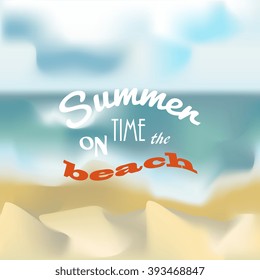 Creative seascape for your design. Beautiful beach with the text.Vector Illustration. 