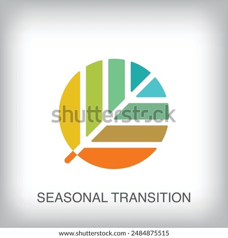 Creative seasonal leaf modern logo. Unique color transitions. Seasonal template intertwined with nature. vector