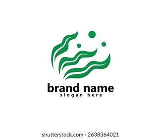 creative seaweed logo, abstract three stacked green seaweed, logo design template