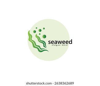 creative seaweed logo, abstract two strands of green seaweed, logo design template