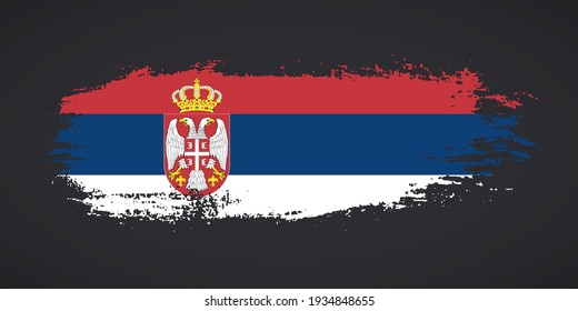 Creative Serbia country grungy brush flag for independence day