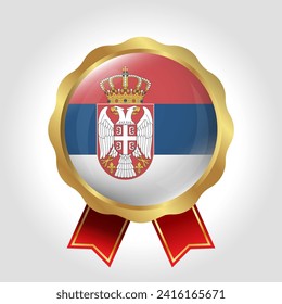 Creative Serbia Flag Label Vector Design