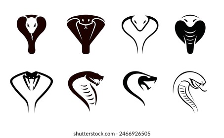 Serpiente creativa Cobra Head Colección Set Logo Diseño Vector Símbolo Ilustración	
