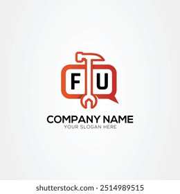 Creative Services Icon or Chat Logo With Letter FU Logo Isolated Vector Illustration