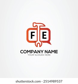 Creative Services Icon or Chat Logo With Letter FE Logo Isolated Vector Illustration