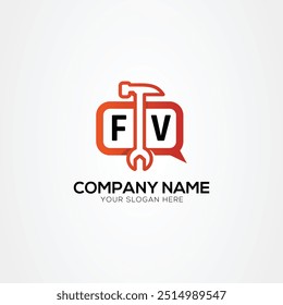 Icono de servicios creativos o logotipo de chat con letra Ilustración vectorial aislada del logotipo de FV
