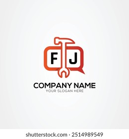 Creative Services Icon or Chat Logo With Letter FJ Logo Isolated Vector Illustration