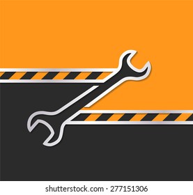 Creative service,under construction concept background with wrench and strip tape