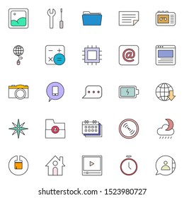 creative set 11 of flat filled line UI icons. simple flat website and mobile colorful icon set. vector illustration.