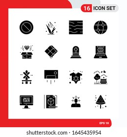Creative Set of 16 Universal Glyph Icons isolated on White Background