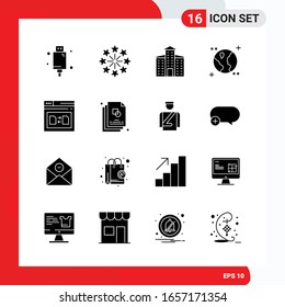 Creative Set of 16 Universal Glyph Icons isolated on White Background