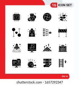 Creative Set of 16 Universal Glyph Icons isolated on White Background