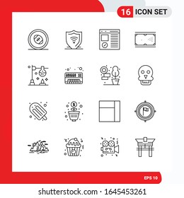 Creative Set of 16 Universal Outline Icons isolated on White Background.