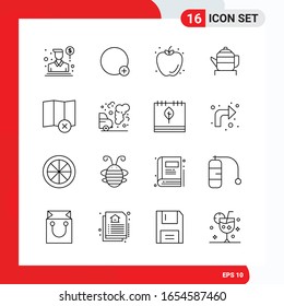 Creative Set of 16 Universal Outline Icons isolated on White Background.