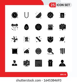 Creative Set of 25 Universal Glyph Icons isolated on White Background
