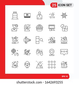 Creative Set of 25 Universal Outline Icons isolated on White Background.