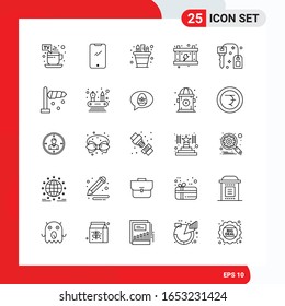 Creative Set of 25 Universal Outline Icons isolated on White Background.