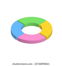 A creative set of 3D pie charts and segmented diagrams representing market segmentation, data analysis, and customer demographics. Ideal for business presentations and marketing visuals