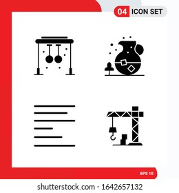 Creative Set of 4 Universal Glyph Icons isolated on White Background
