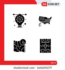 Creative Set of 4 Universal Glyph Icons isolated on White Background