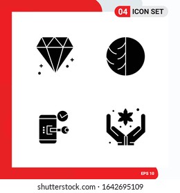Conjunto creativo de 4 iconos de glifo universales aislados en fondo blanco