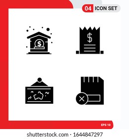 Creative Set of 4 Universal Glyph Icons isolated on White Background
