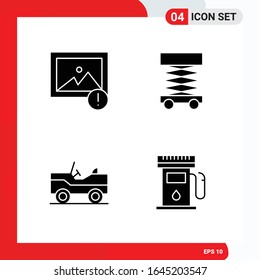 Creative Set of 4 Universal Glyph Icons isolated on White Background