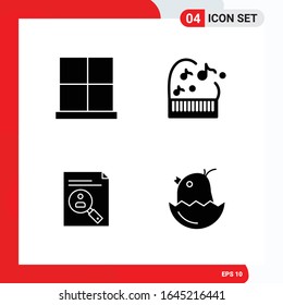 Creative Set of 4 Universal Glyph Icons isolated on White Background