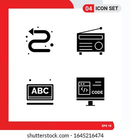 Creative Set of 4 Universal Glyph Icons isolated on White Background