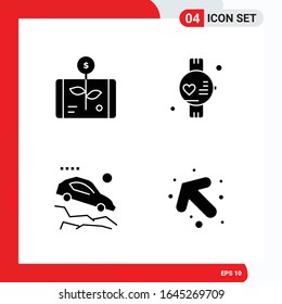 Creative Set of 4 Universal Glyph Icons isolated on White Background