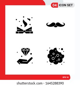 Conjunto creativo de 4 iconos de glifo universales aislados en fondo blanco
