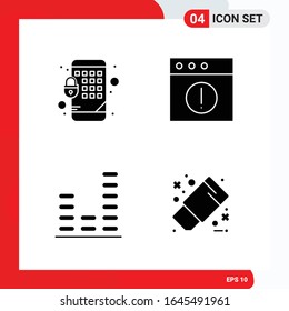 Conjunto creativo de 4 iconos de glifo universales aislados en fondo blanco