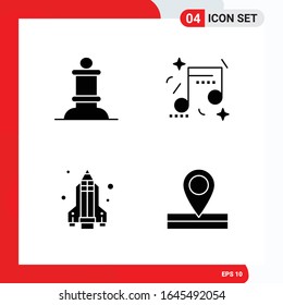 Creative Set of 4 Universal Glyph Icons isolated on White Background