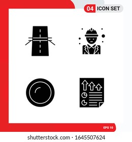 Conjunto creativo de 4 iconos de glifo universales aislados en fondo blanco