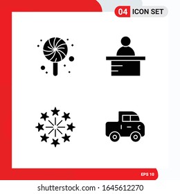 Creative Set of 4 Universal Glyph Icons isolated on White Background